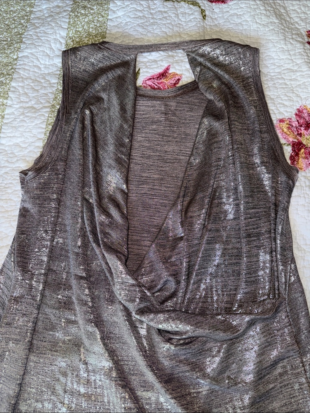 She+Sky Metallic Brown Sleeveless Shift Dress - Picture 4 of 4
